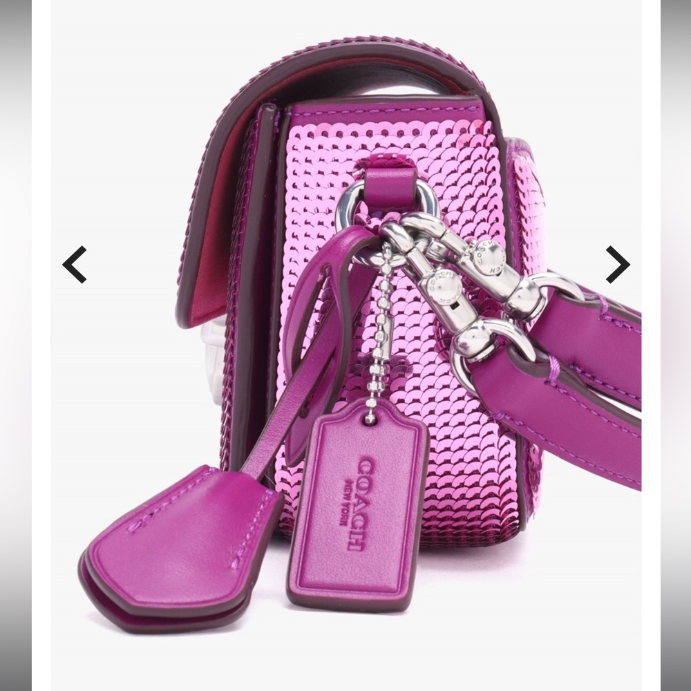 Studio Dark Magenta Sequin Baguette Bag - Picture 4 of 7